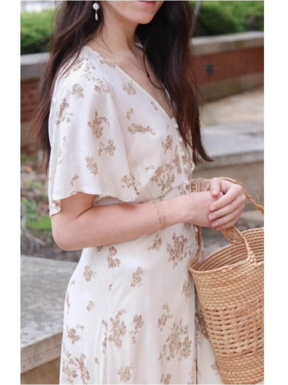 Neuflora Button Front Floral Midi Dress Small